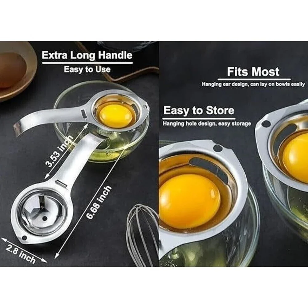 2‎ Pcs Stainless Steel Egg Separator Egg White Yolk Filter Sieve Kitchen Gadget